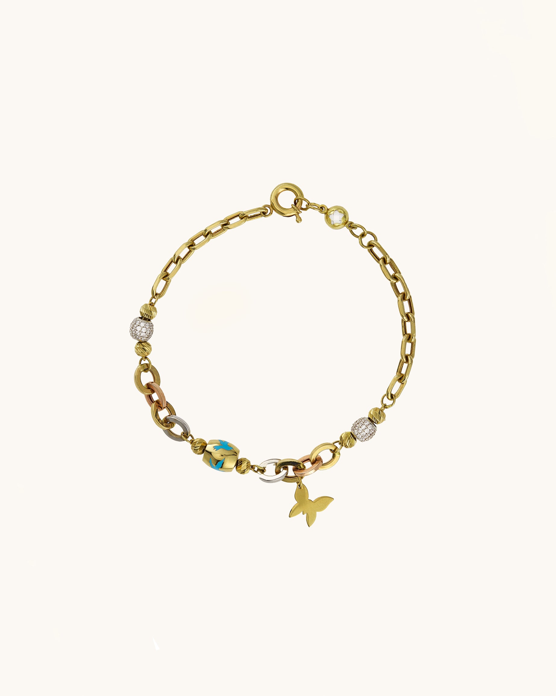 Kelebek Figürlü Karma Zincir Bileklik
