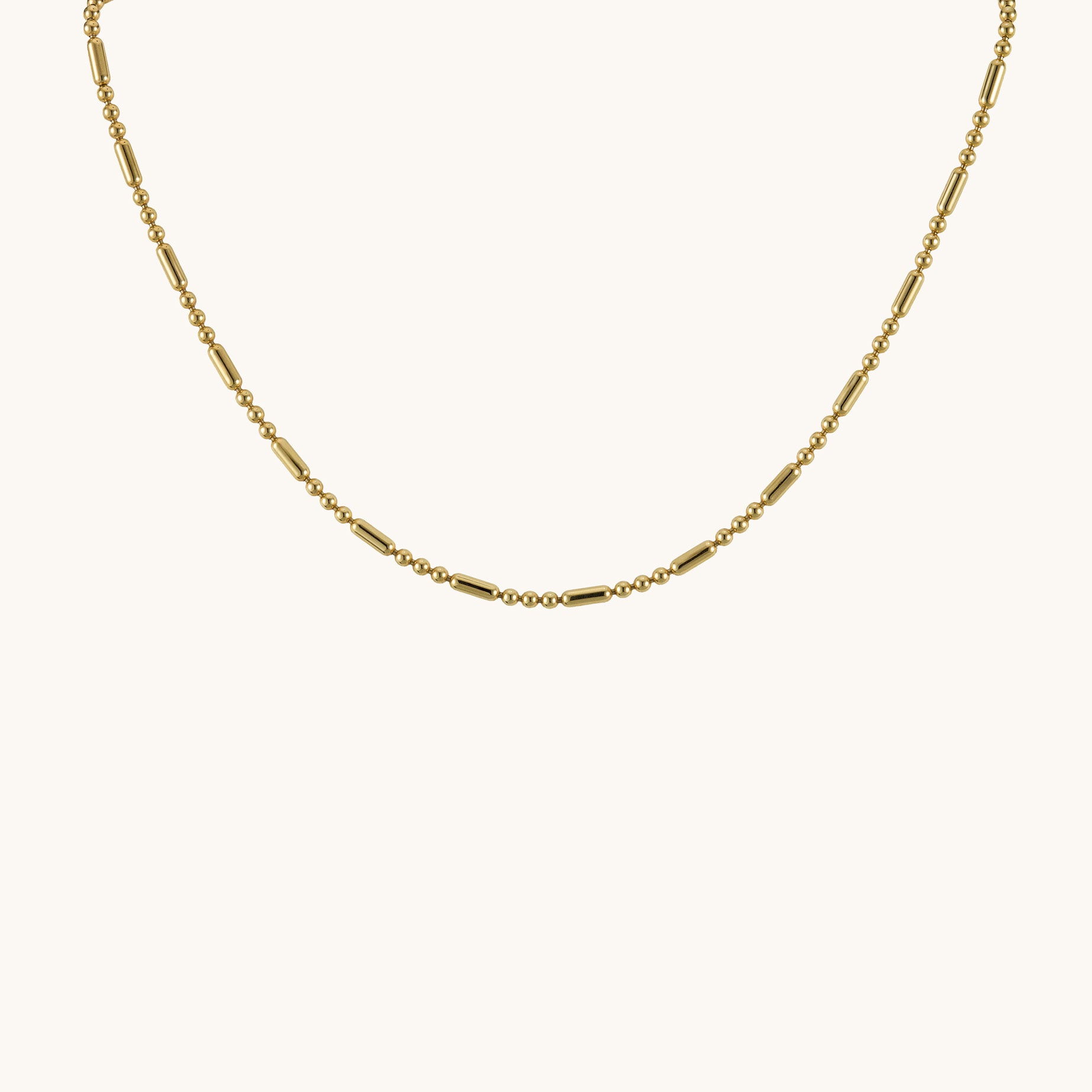 Altın Boncuklu Modern Form Zincir Kolye