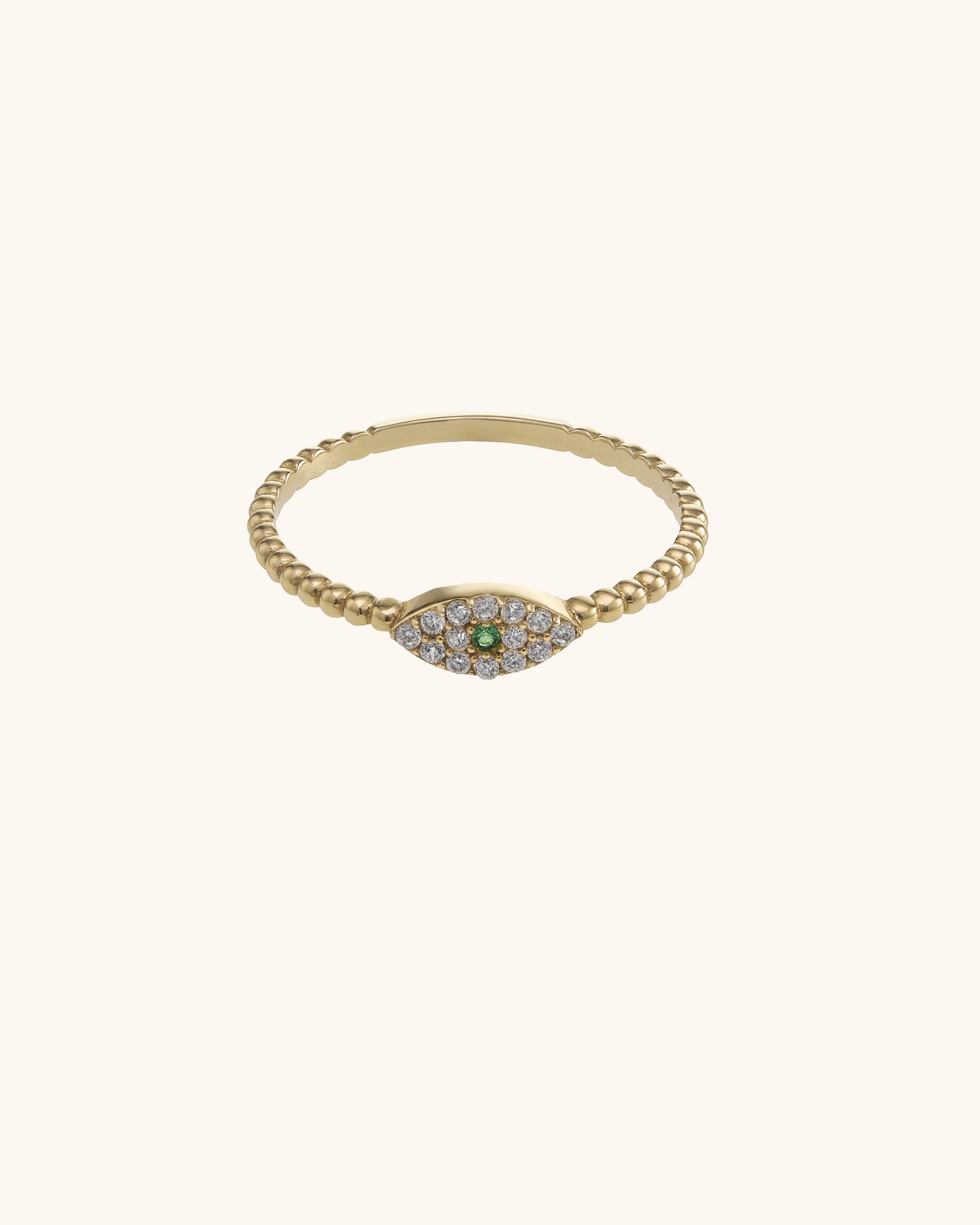 Minimalist Yeşil Gözlü Yüzük