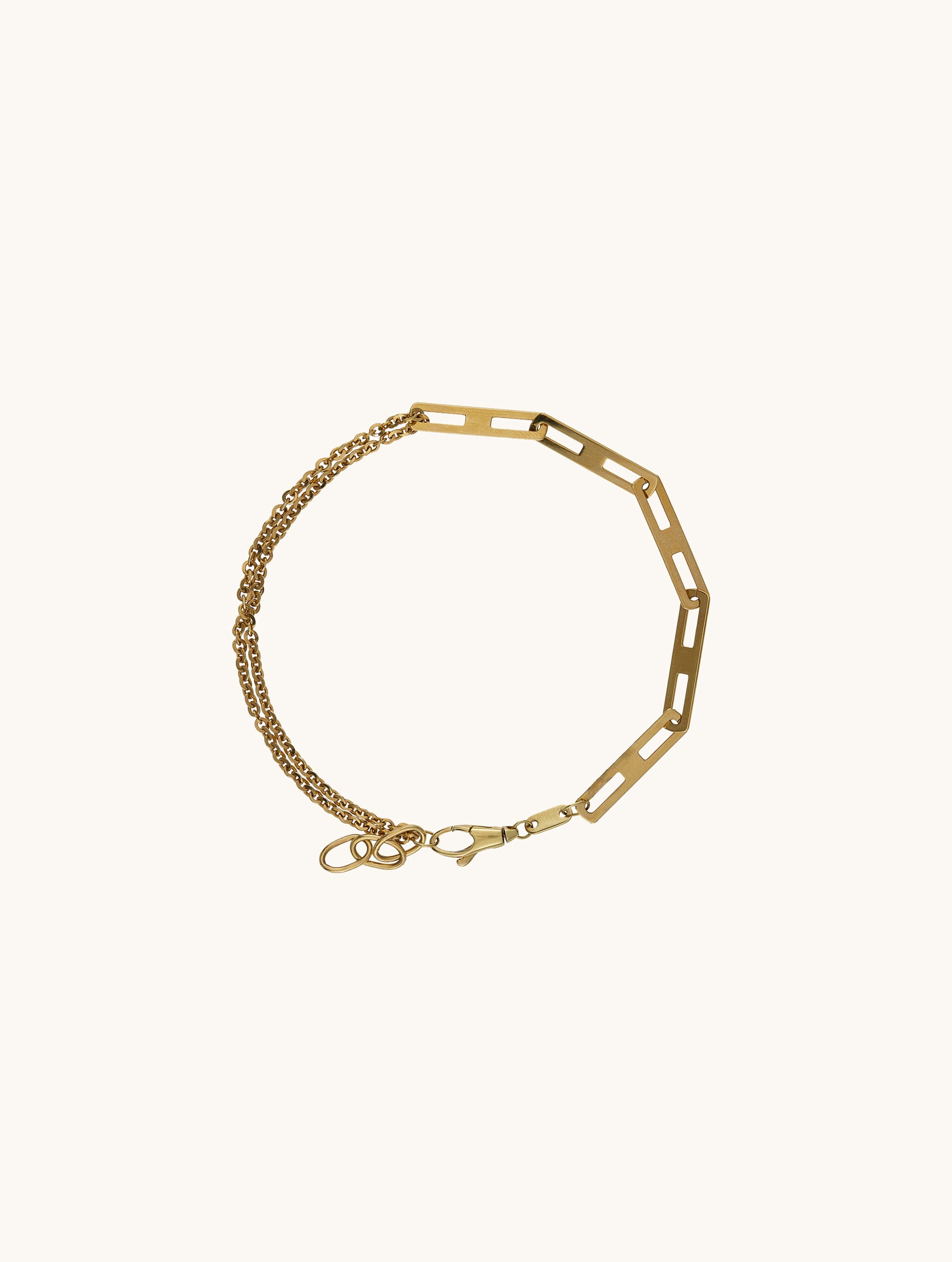 İkili Zincir ve Ataç Formlu Asimetrik Bileklik