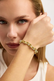 Işıltılı ve Silindir Detaylı Modern Halka Bileklik