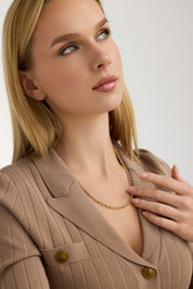 Işıltılı Küre Detaylı İnce Form Zincir Kolye