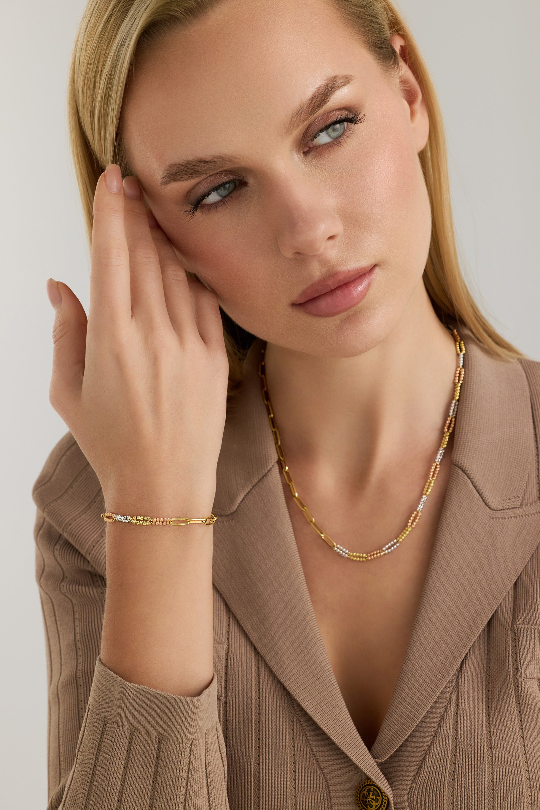 Işıltılı Toplu ve Ataç Zincir Tasarım Bileklik