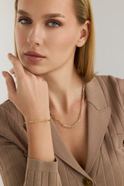 Işıltılı Toplu ve Ataç Zincir Tasarım Bileklik