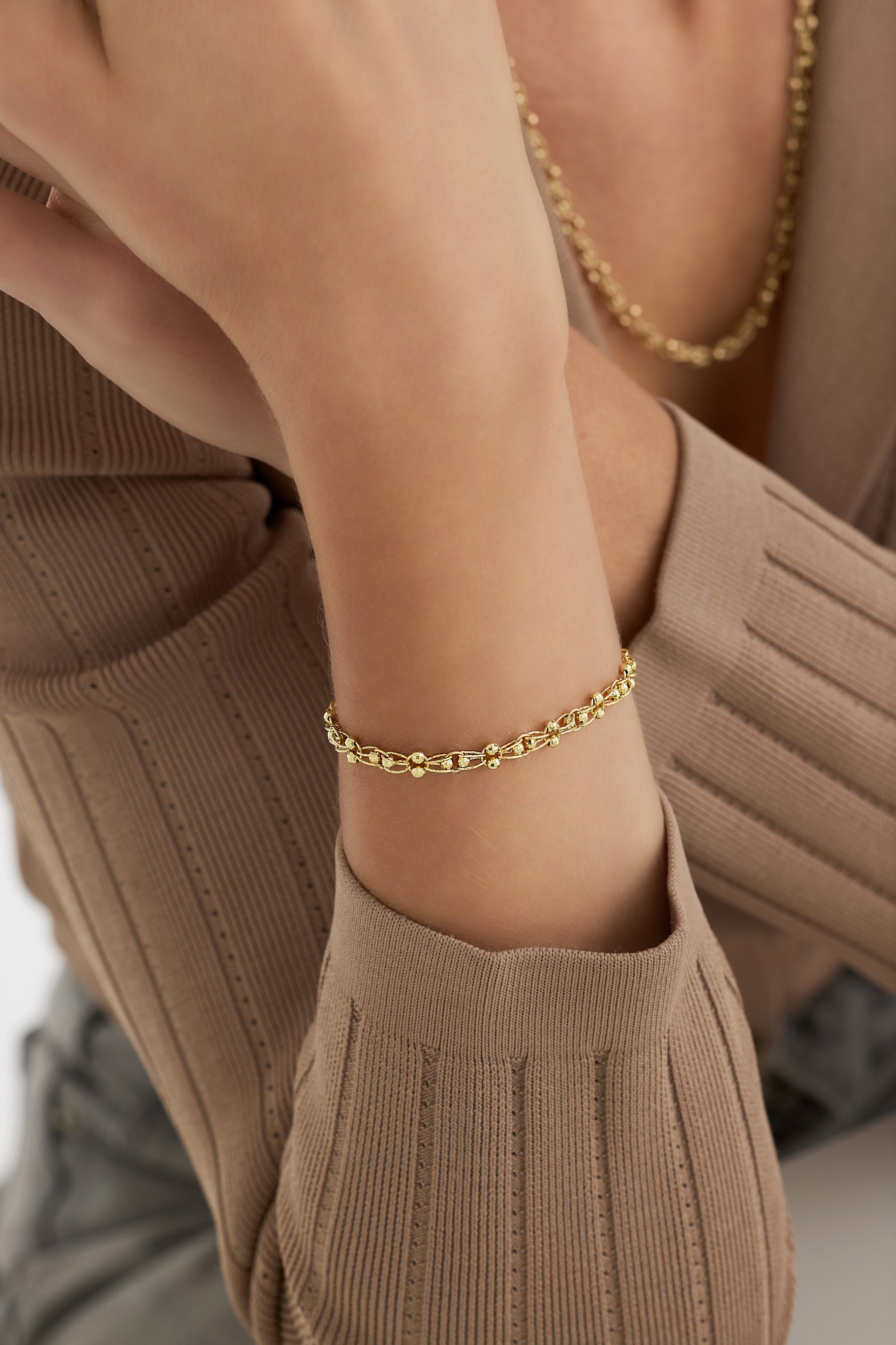 İkili İnce Zincir Zarif Bileklik