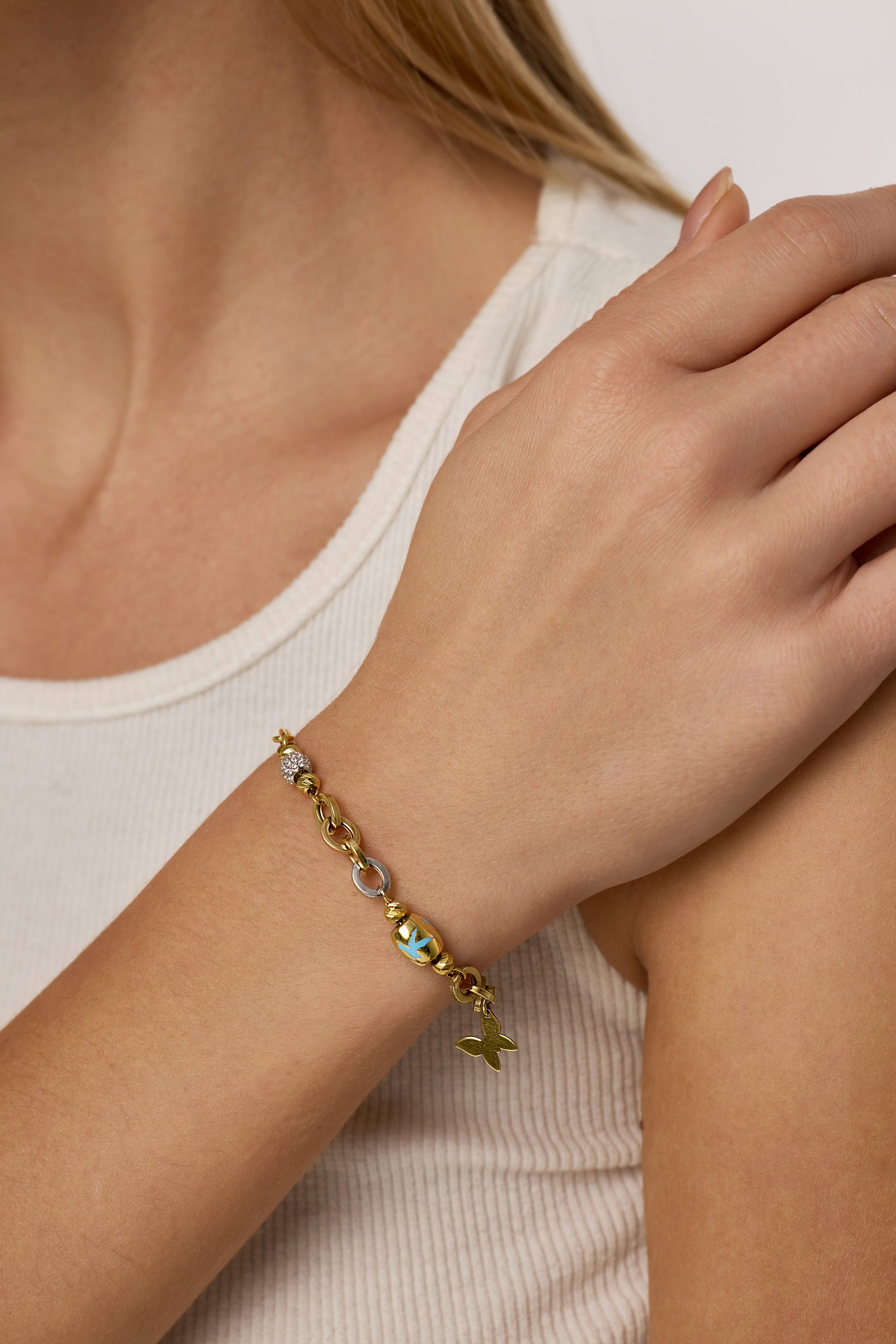 Kelebek Figürlü Karma Zincir Bileklik