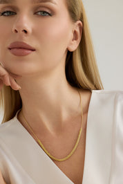 Altın Çoklu Zincir Dokulu Hasır Kolye