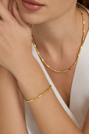 Silindir Formlu ve Işıltılı Top Zincir Bileklik