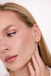 Modern Dikdörtgen Baget Form Halka Küpe