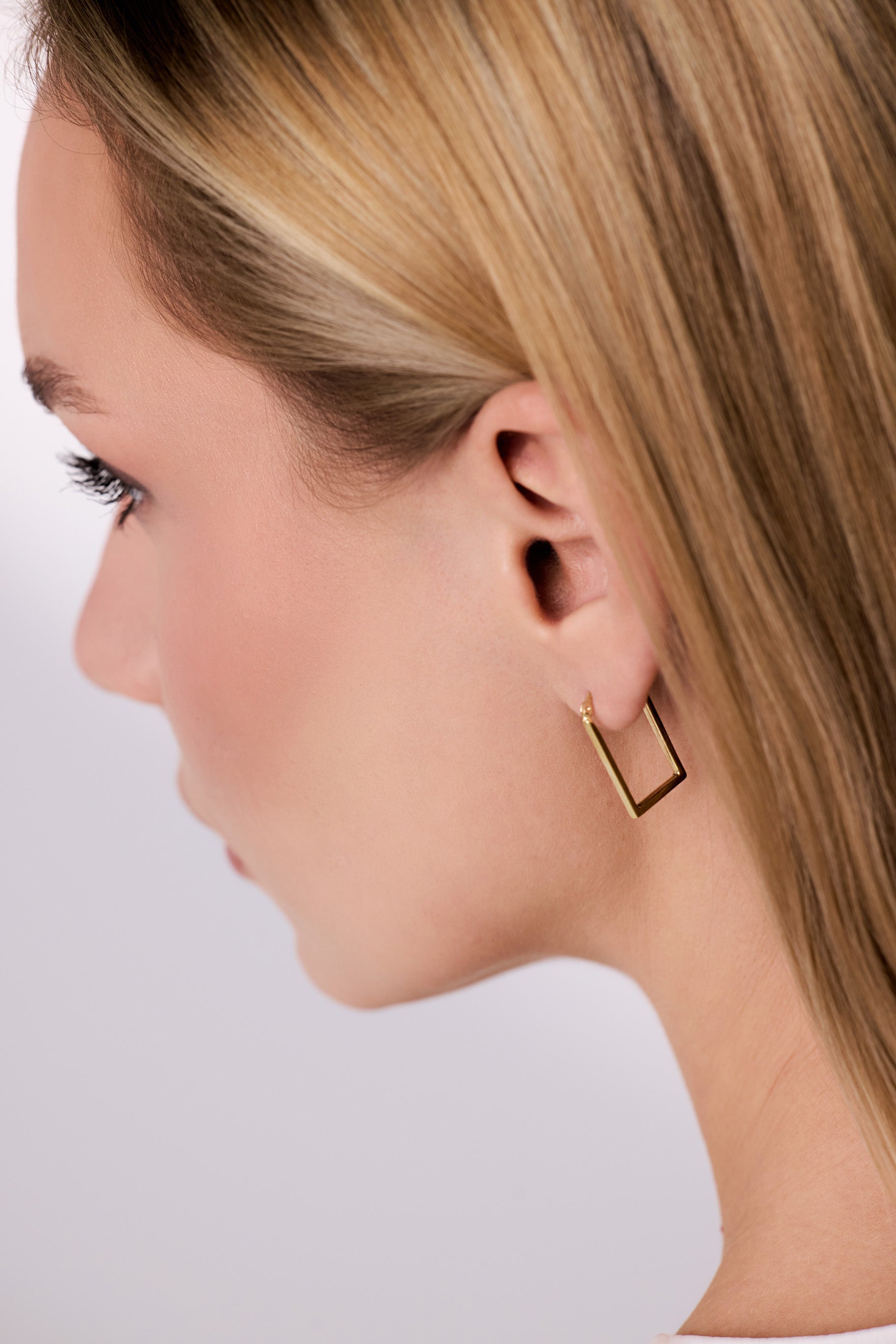 Modern Dikdörtgen Baget Form Halka Küpe