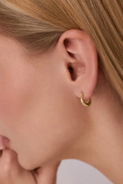 Altın Çizgili Damla Küpe