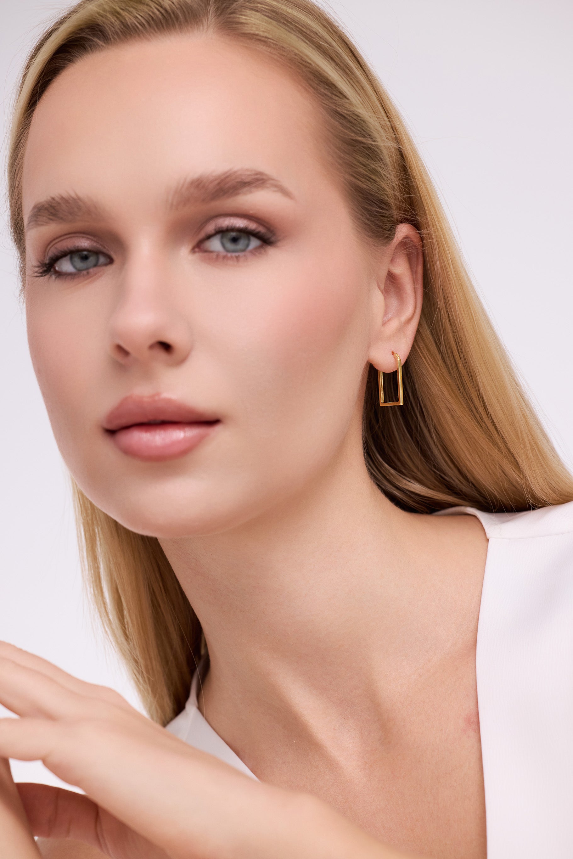 Modern Dikdörtgen Baget Form Halka Küpe