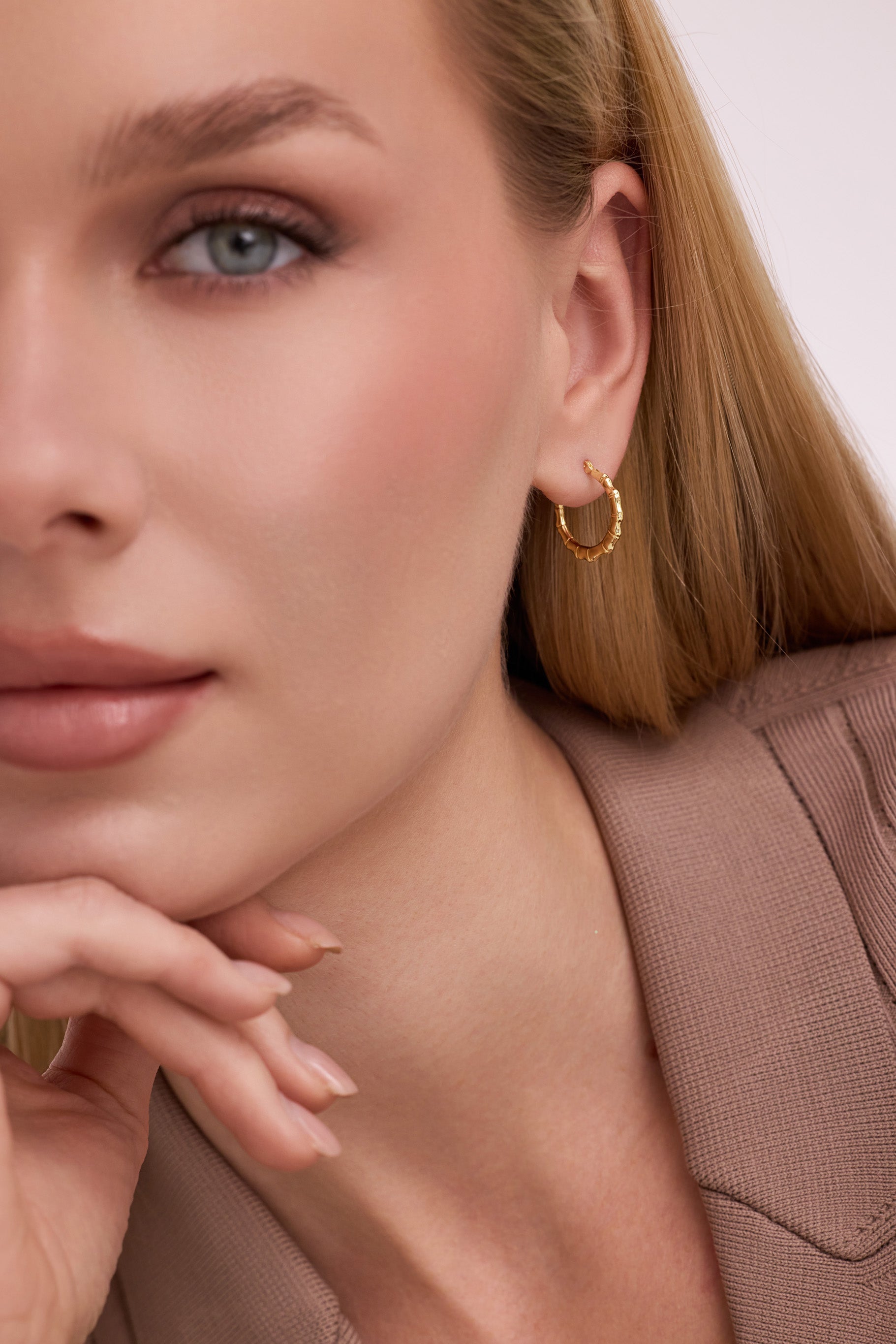 Bambu Model Halka Küpe
