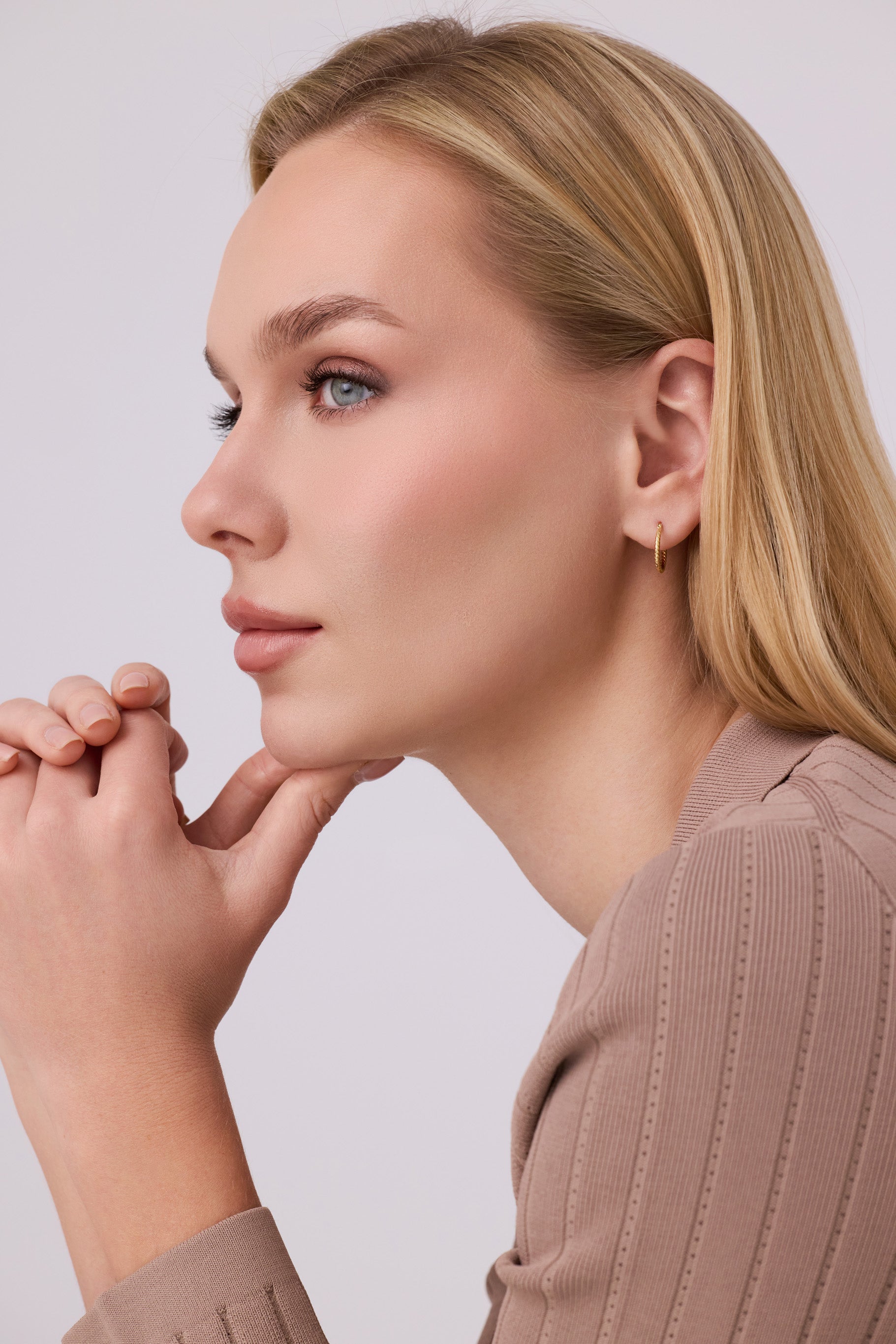 Altın Klasik Halat Burgu Halka Küpe