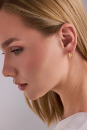 Altın Kabartma Desenli Altın Küpe