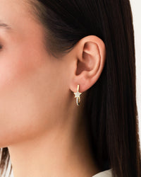 Oval Earrings with Gold Star Stone