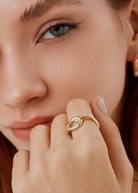 Damla Formlu Geçişli Modern Altın Yüzük - GOLD / 9