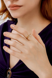 İki Taşlı Sarmal Modern Tasarım Yüzük