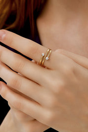 İki Taşlı Sarmal Modern Tasarım Yüzük