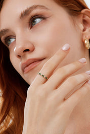 Geometrik Işıltılı Renkli Sıralı Yüzük