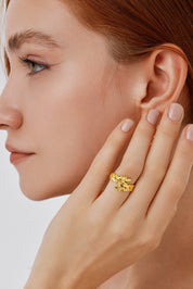 Sarmal Çift Yaprak Figürlü Yüzük