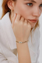 Sade Zincir Gövdeli Taşlı Kilit Bileklik