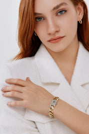 Sade Zincir Gövdeli Taşlı Kilit Bileklik