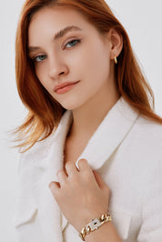 Sade Zincir Gövdeli Taşlı Kilit Bileklik