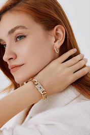 Sade Zincir Gövdeli Taşlı Kilit Bileklik