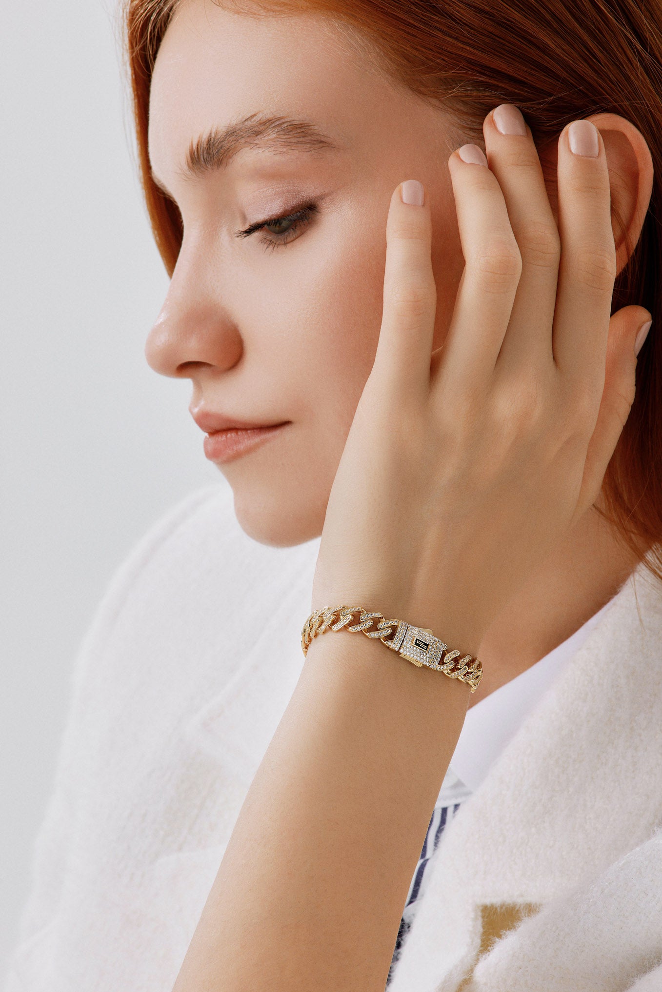 Tamamı Taşlı Lüks Zincir Bileklik