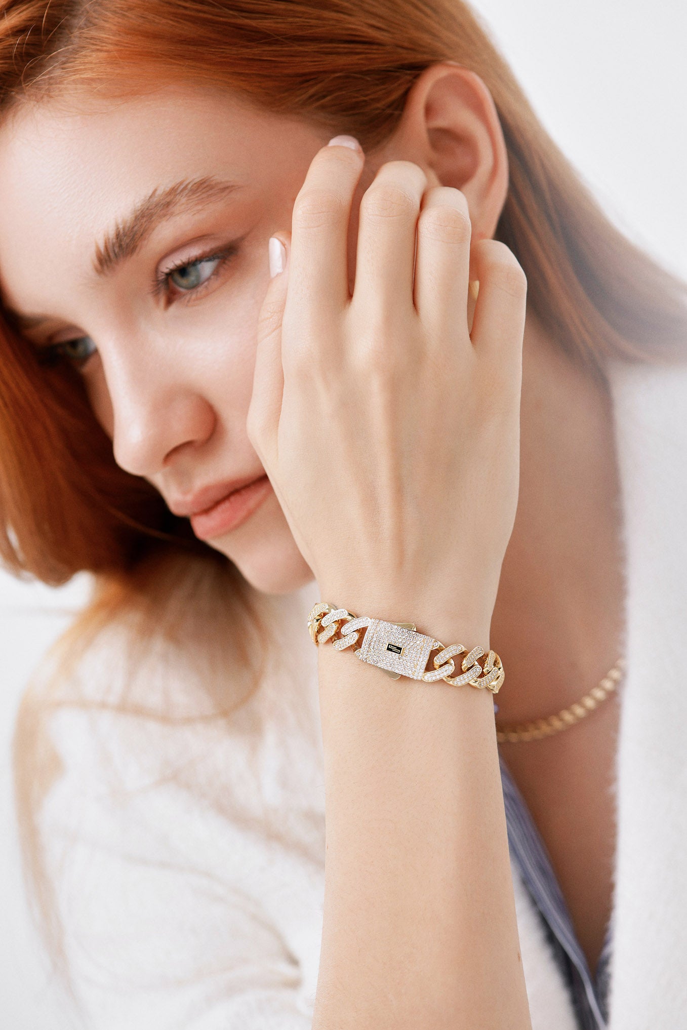 Tamamı Taşlı Lüks Zincir Bileklik