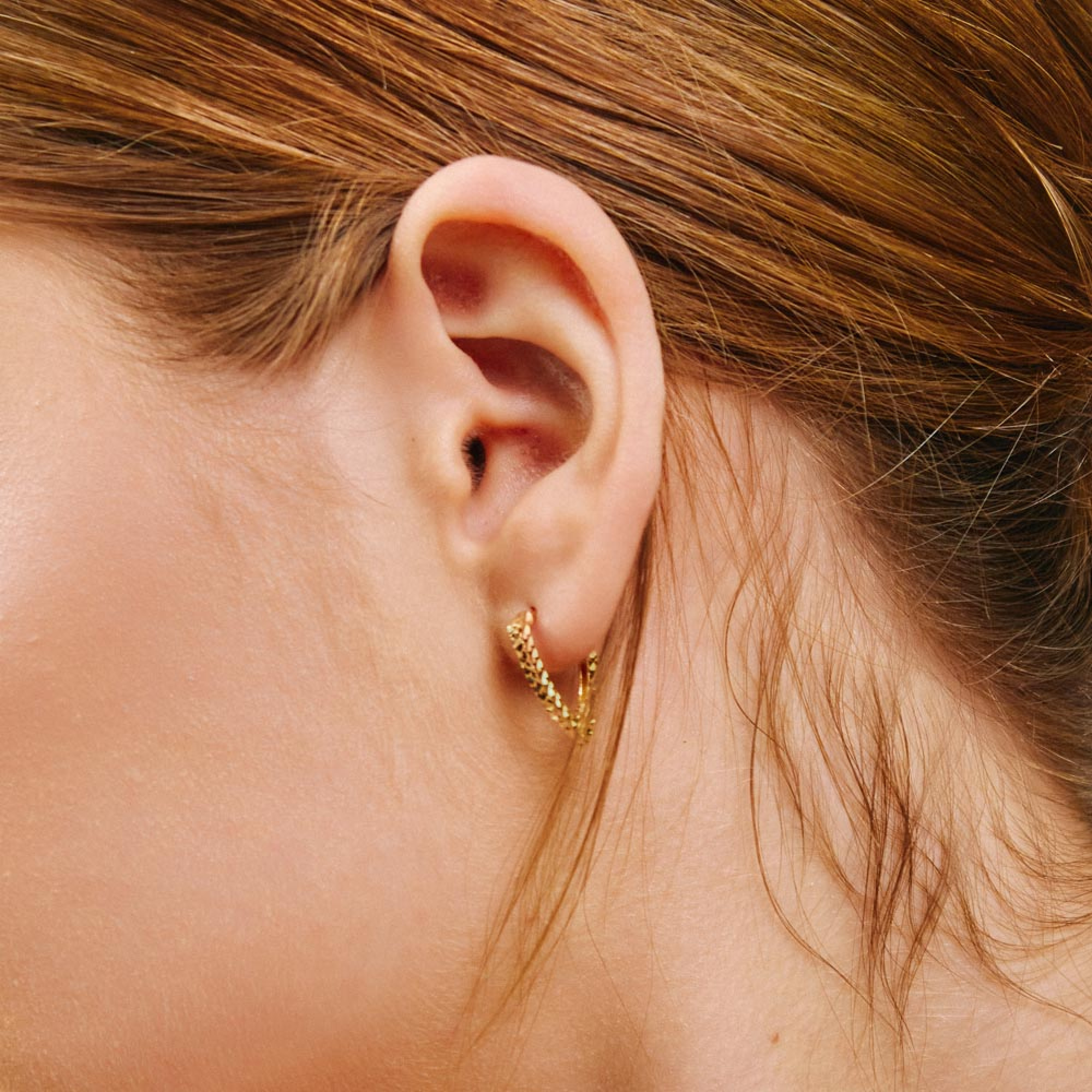 Sophia Diamond Cut triangle Hoops Earrings