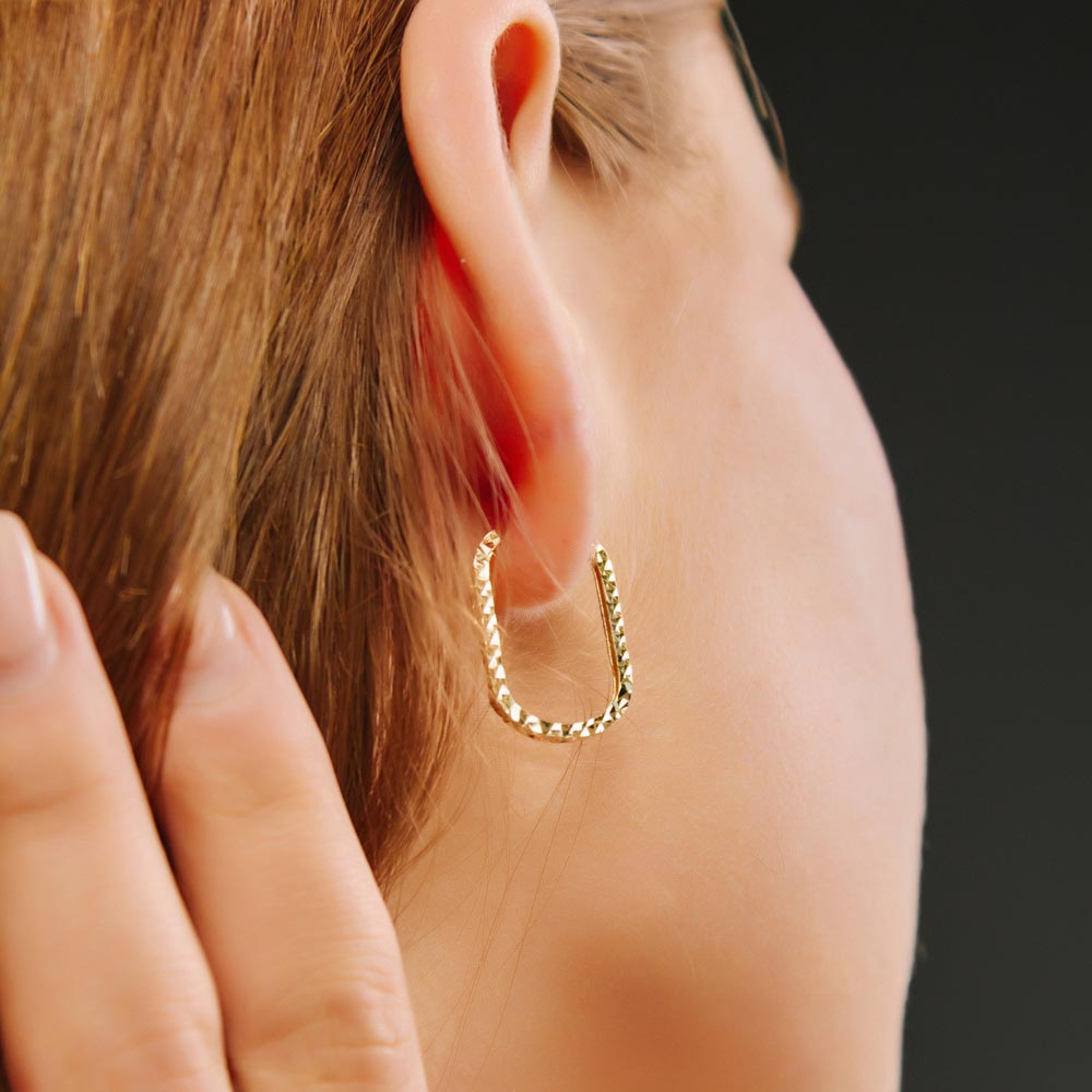Sophia Diamond Cut Oval Hoops Earrings
